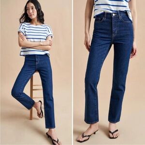 LA LIGNE The Molly Jean Benjamin Wash Dark Blue Denim Sz 29 High Waist Mom Jean